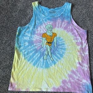 SpongeBob SquarePants handsome squidward men’s preloved rainbow Tie-Dye Tank Top